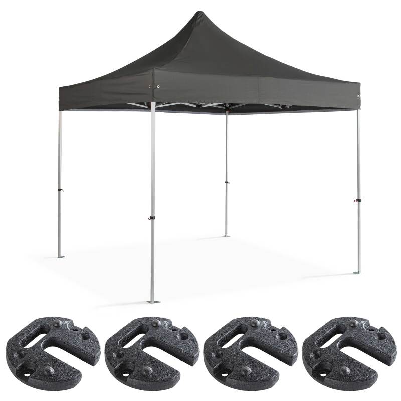 Carpa plegable de 4x4m con tela de 300g/m² y estructura de 40mm + 4 pesos de contrapeso