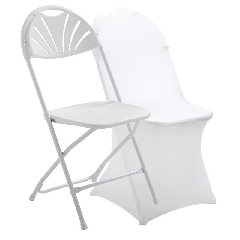 Silla plegable y funda de silla blanca