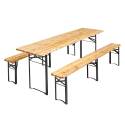 Mesa plegable madera y bancos plegables 218 cm 10 plazas