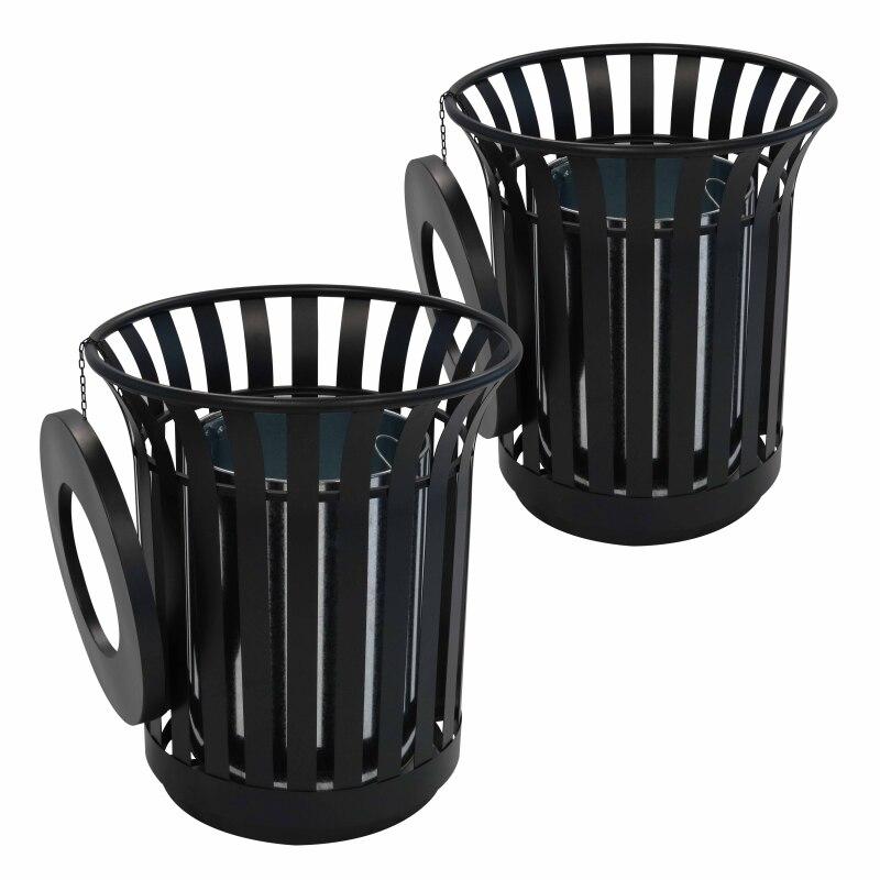 Juego de 2 cubos de basura de acero para exterior - 31L