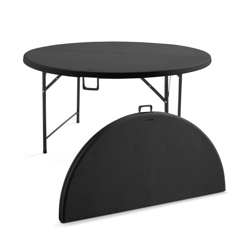 Mesa plegable redonda 150 cm en HDPE negro - 8 plazas