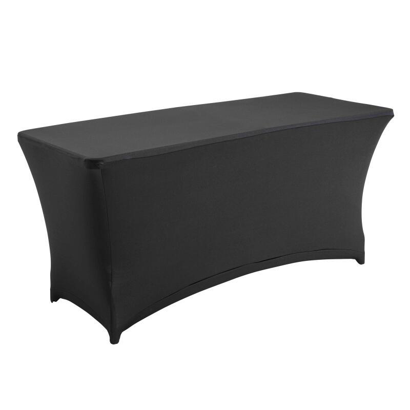 Mesa plegable de 180 cm con 4 asientos elevados y mantel elástico negro