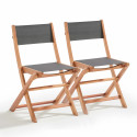 Lote de 2 sillas plegables de eucalipto y textileno
